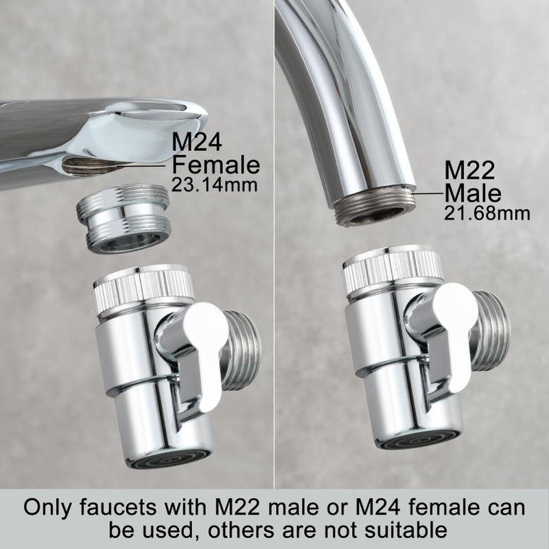 CIENCIA Brass Sink Faucet Diverter Valve to Sink Hose Sprayer,Faucet Splitter for Kitchen,Sink Faucet Replacement Part M22 x M24,SBA021 - Image 4